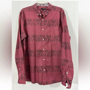 Ocean Current Shirt Adult Size L Red Button Up Long Sleeve